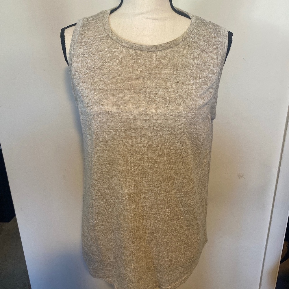 BCBG Sleeveless Knit Top Heather Beige Size M